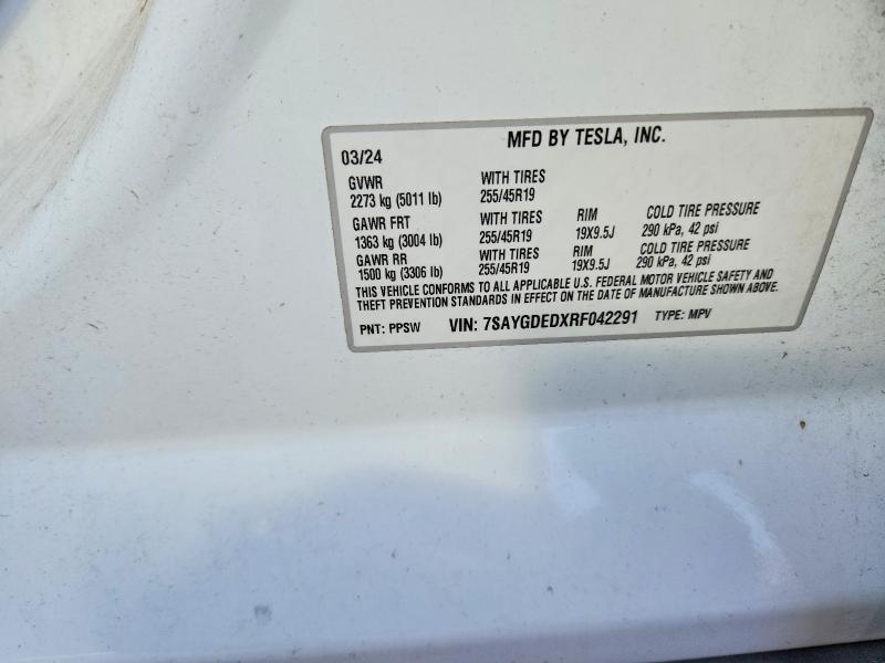 Продажа на аукционе авто 2024 Tesla Model Y, vin: 7SAYGDEDXRF042291, номер лота: 49085096