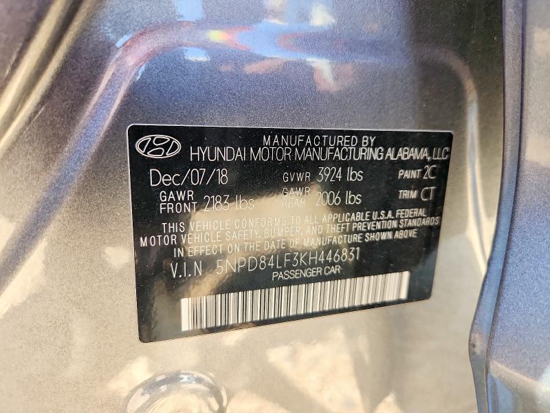 Aukcja sprzedaży 2019 Hyundai Elantra, vin: 5NPD84LF3KH446831, numer aukcji: 50738046