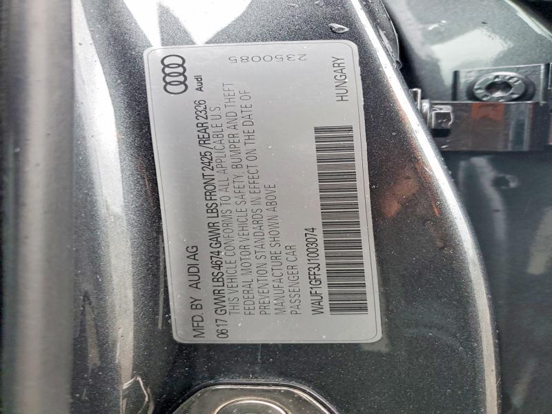 2018 Audi S3 მანქანა იყიდება აუქციონზე, vin: WAUF1GFF3J1003074, აუქციონის ნომერი: 50831316