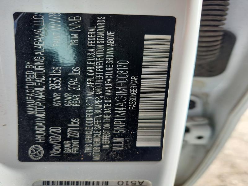 50729656 :رقم المزاد ، 5NPLM4AG1MH008170 vin ، 2021 Hyundai Elantra مزاد بيع