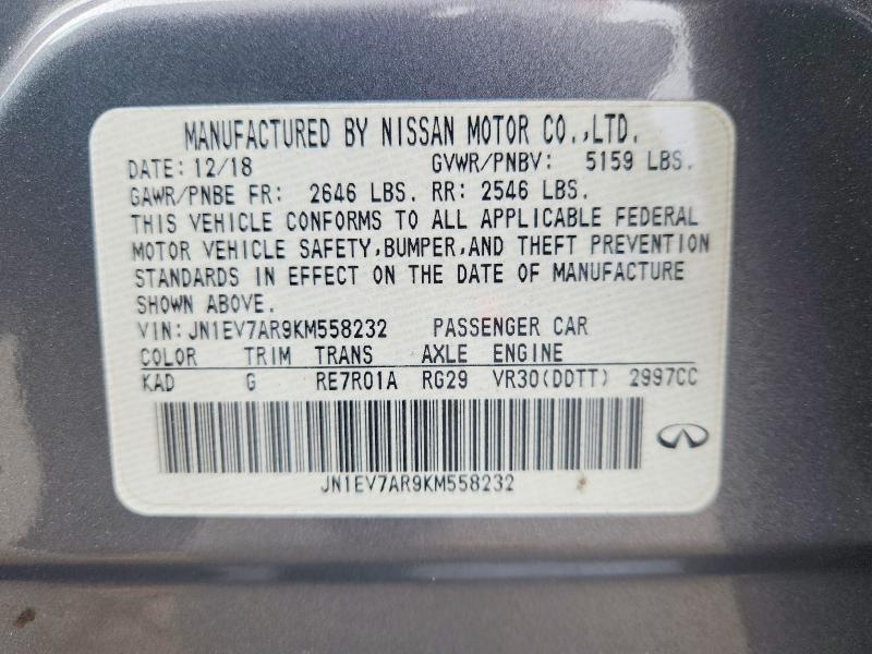 Aukcja sprzedaży 2019 Infiniti Q50, vin: JN1EV7AR9KM558232, numer aukcji: 48180596