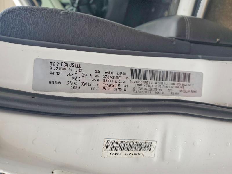 51660986 :رقم المزاد ، 1C4RDJAG7LC205363 vin ، 2020 Dodge Durango مزاد بيع