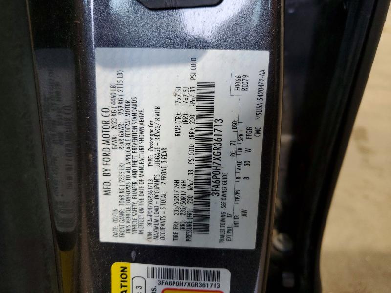 Продаж на аукціоні авто 2016 Ford Fusion, vin: 3FA6P0H7XGR361713, номер лоту: 51599756