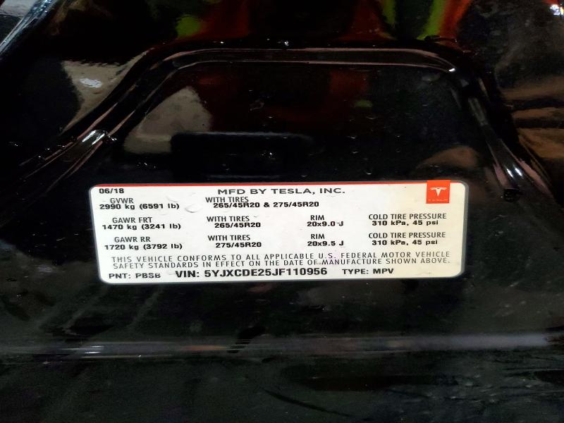 Продажа на аукционе авто 2018 Tesla Model X, vin: 5YJXCDE25JF110956, номер лота: 49654826