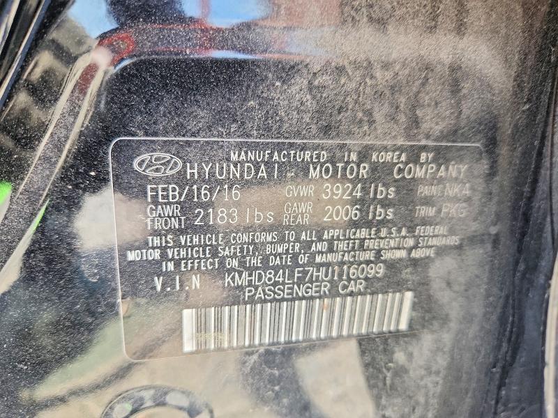 49061216 :رقم المزاد ، KMHD84LF7HU116099 vin ، 2017 Hyundai Elantra مزاد بيع