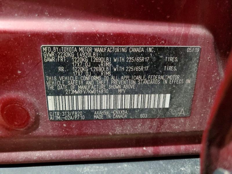 Продаж на аукціоні авто 2019 Toyota Rav4, vin: 2T3MWRFV7KW014810, номер лоту: 49806446