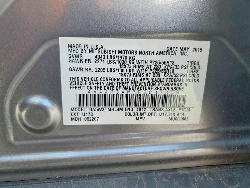 Aukcja sprzedaży 2015 Mitsubishi Outlander Sport, vin: 4A4AP3AW7FE037359, numer aukcji: 50427466