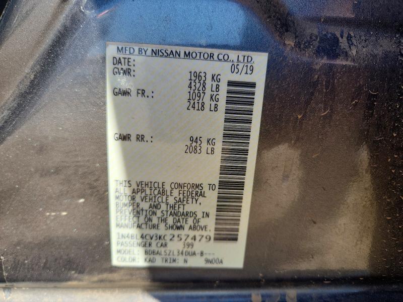 Продажа на аукционе авто 2019 Nissan Altima, vin: 1N4BL4CV3KC257479, номер лота: 48660586