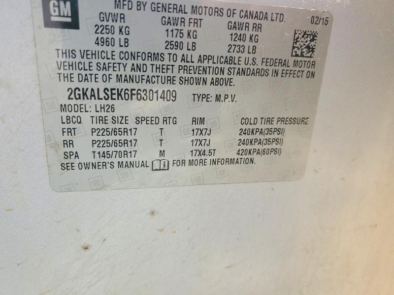 47979286 :رقم المزاد ، 2GKALSEK6F6301409 vin ، 2015 Gmc Terrain مزاد بيع