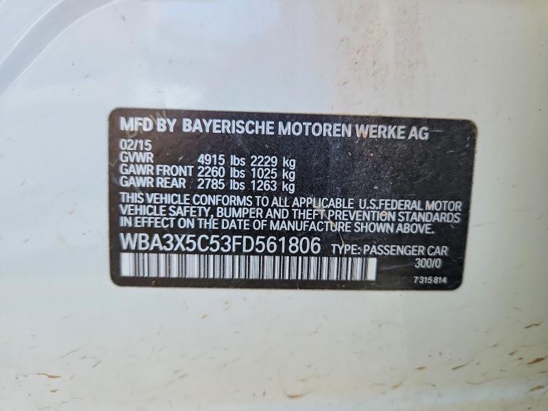 Aukcja sprzedaży 2015 Bmw 328, vin: WBA3X5C53FD561806, numer aukcji: 50457586