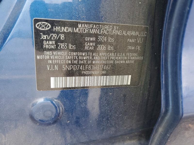 Продаж на аукціоні авто 2018 Hyundai Elantra, vin: 5NPD74LF8JH317467, номер лоту: 48670516