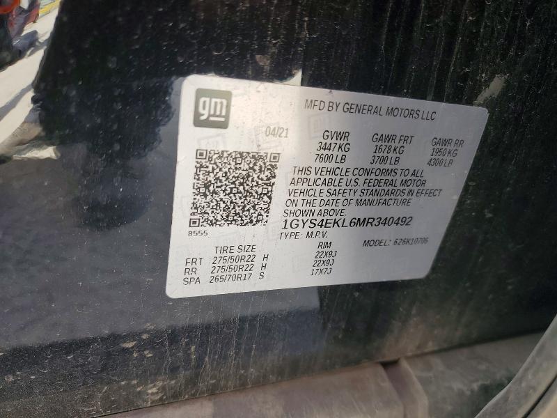 Продаж на аукціоні авто 2021 Cadillac Escalade, vin: 1GYS4EKL6MR340492, номер лоту: 46796276