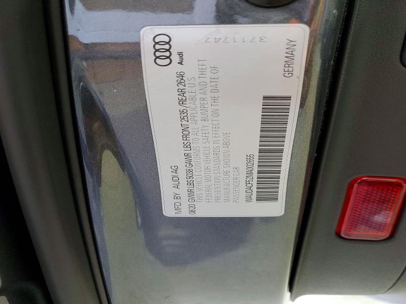 Продаж на аукціоні авто 2021 Audi A5, vin: WAUDACF52MA002655, номер лоту: 48350846