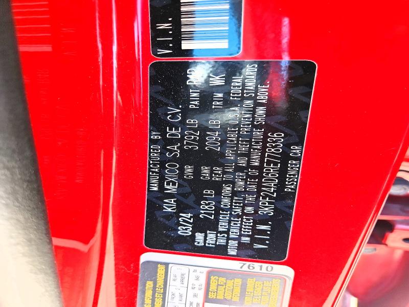 49109566 :رقم المزاد ، 3KPF24AD6RE778336 vin ، 2024 Kia Forte مزاد بيع