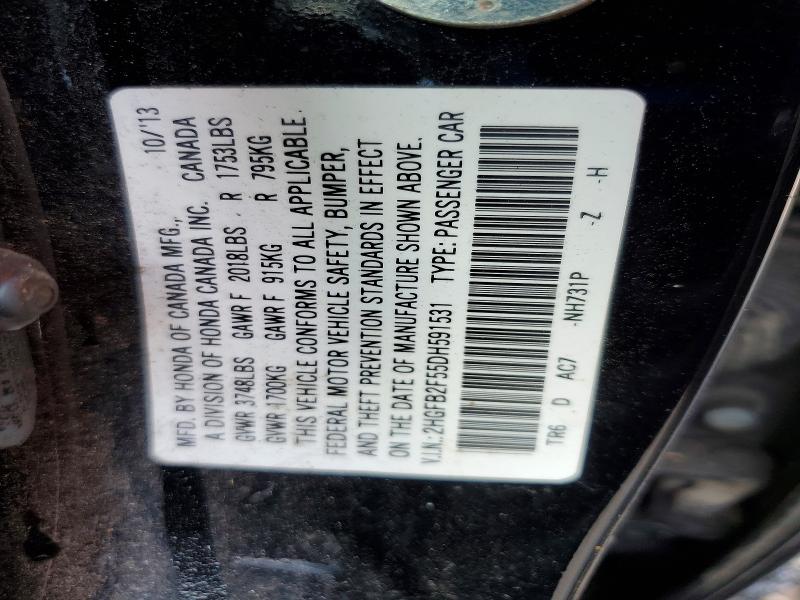 49712216 :رقم المزاد ، 2HGFB2F55DH591531 vin ، 2013 Honda Civic مزاد بيع