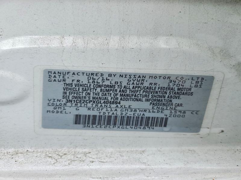 Продаж на аукціоні авто 2016 Nissan Versa Note, vin: 3N1CE2CPXGL404894, номер лоту: 50600126