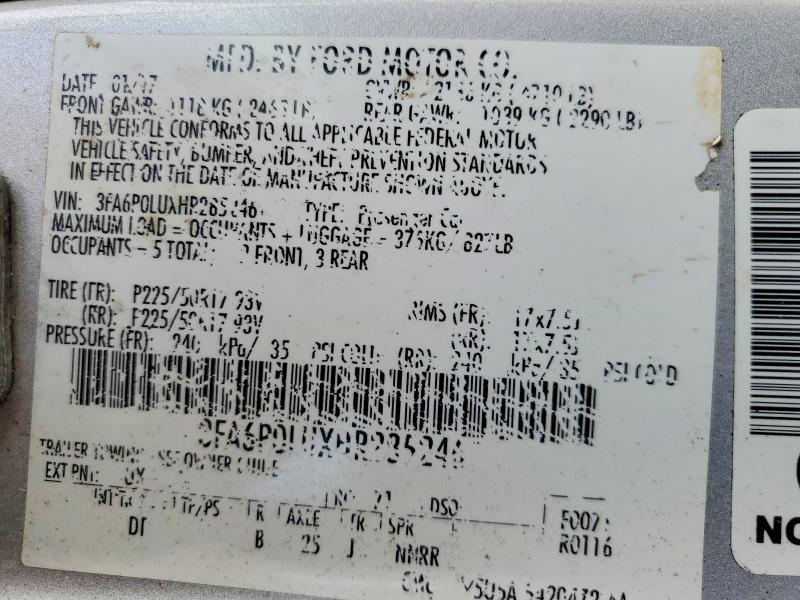 Продажа на аукционе авто 2017 Ford Fusion, vin: 3FA6P0LUXHR285246, номер лота: 50659066