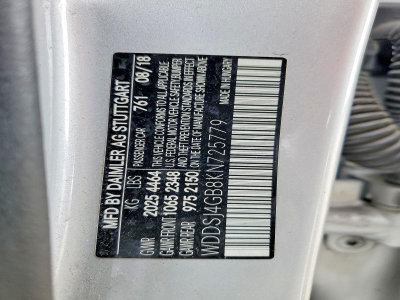 50957656 :رقم المزاد ، WDDSJ4GB8KN725779 vin ، 2019 Mercedes-benz Cla مزاد بيع