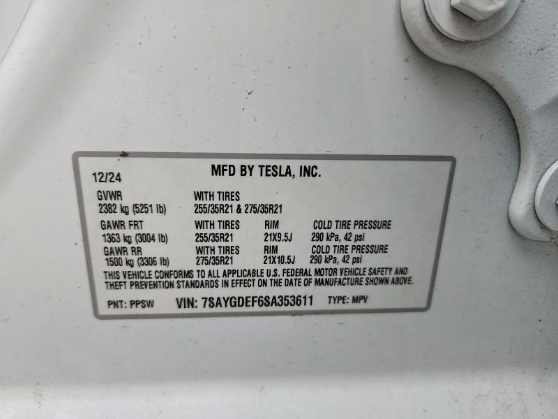 2025 Tesla Model Y მანქანა იყიდება აუქციონზე, vin: 7SAYGDEF6SA353611, აუქციონის ნომერი: 48331086