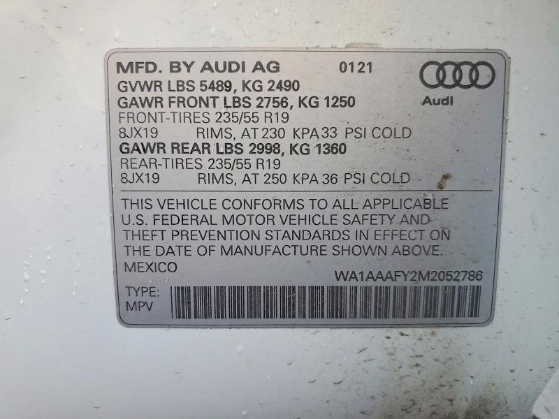 50477416 :رقم المزاد ، WA1AAAFY2M2052786 vin ، 2021 Audi Q5 مزاد بيع