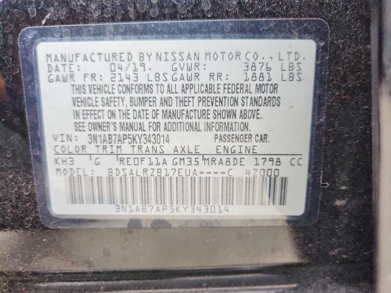 Aukcja sprzedaży 2019 Nissan Sentra, vin: 3N1AB7AP5KY343014, numer aukcji: 49854826