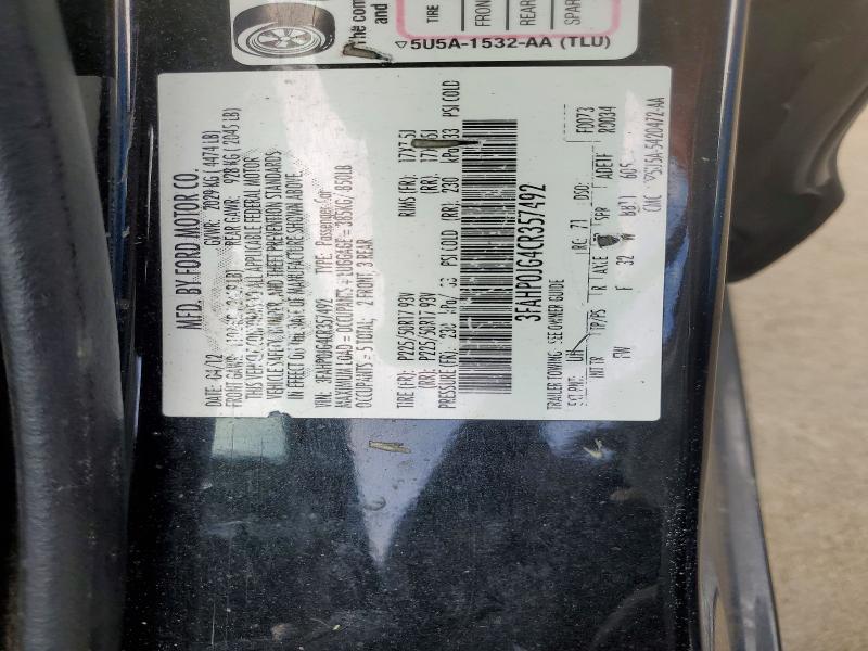 Aukcja sprzedaży 2012 Ford Fusion, vin: 3FAHP0JG4CR357492, numer aukcji: 49821876