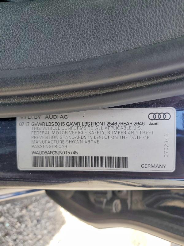 2018 Audi A6 მანქანა იყიდება აუქციონზე, vin: WAUD8AFC9JN015745, აუქციონის ნომერი: 48162846