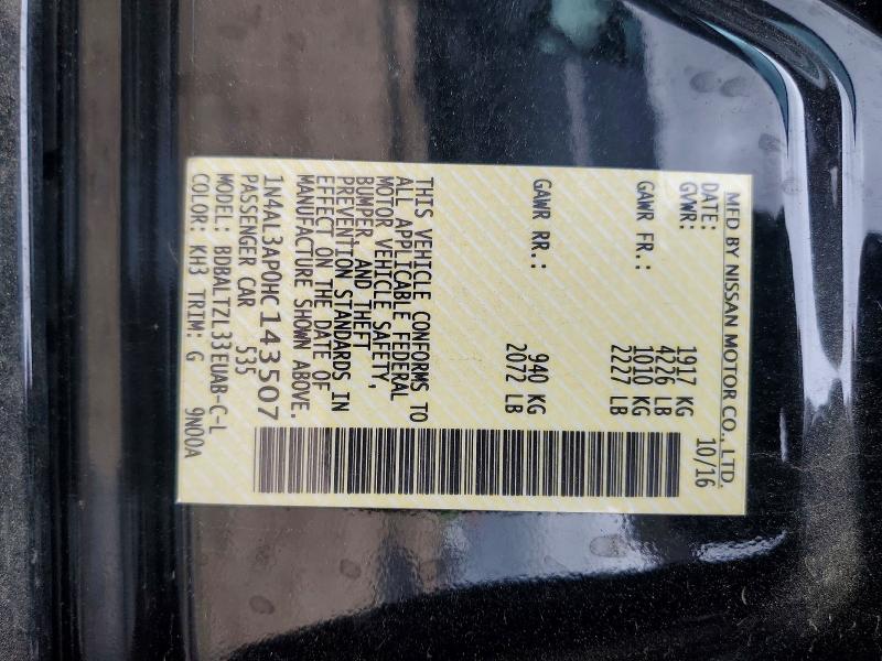 Aukcja sprzedaży 2017 Nissan Altima, vin: 1N4AL3AP0HC143507, numer aukcji: 48450396