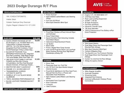 Aukcja sprzedaży 2023 Dodge Durango, vin: 1C4SDJCT5PC568732, numer aukcji: 48955596