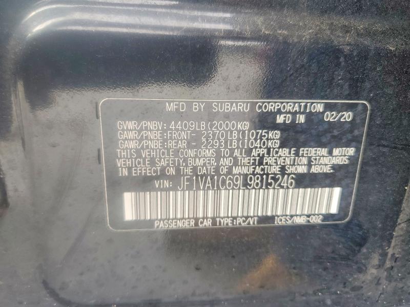 2020 Subaru Wrx მანქანა იყიდება აუქციონზე, vin: JF1VA1C69L9815246, აუქციონის ნომერი: 48770736