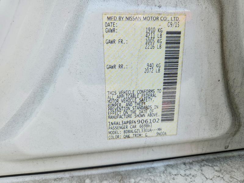Aukcja sprzedaży 2015 Nissan Altima, vin: 1N4AL3AP8FN906102, numer aukcji: 48450006