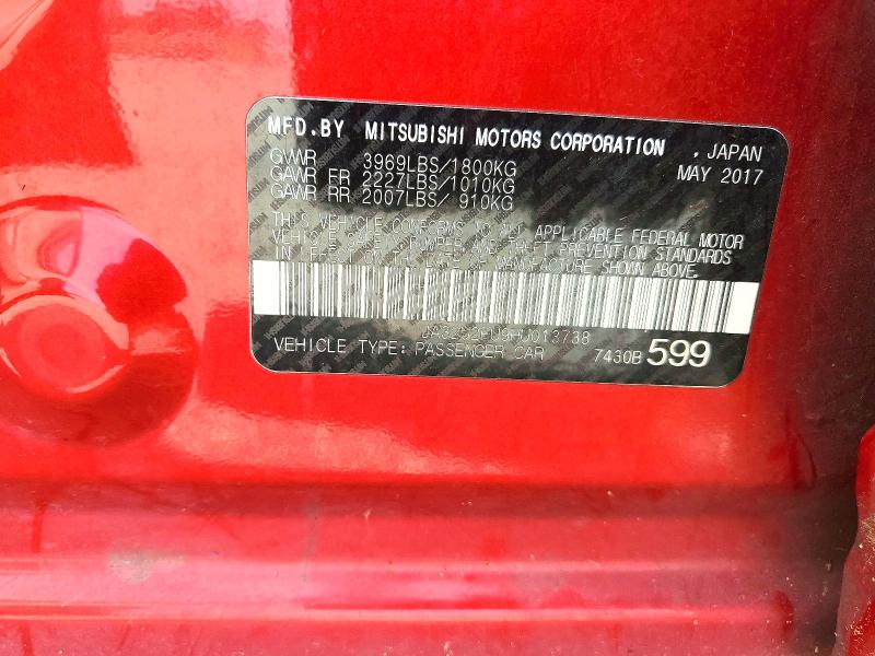 Aukcja sprzedaży 2017 Mitsubishi Lancer, vin: JA32U2FU9HU013738, numer aukcji: 51536886