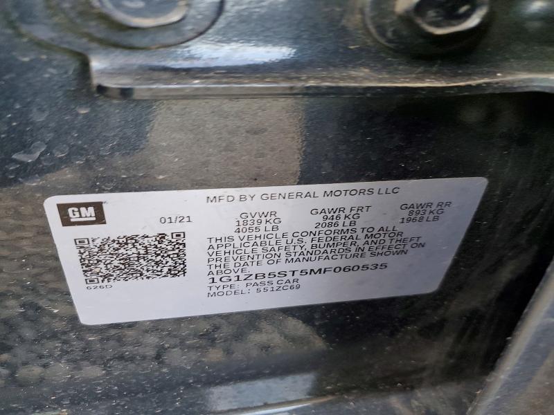 2021 Chevrolet Malibu მანქანა იყიდება აუქციონზე, vin: 1G1ZB5ST5MF060535, აუქციონის ნომერი: 49368046