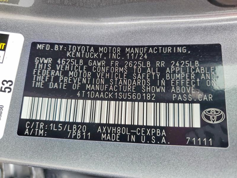 51447546 :رقم المزاد ، 4T1DAACK1SU560182 vin ، 2025 Toyota Camry مزاد بيع