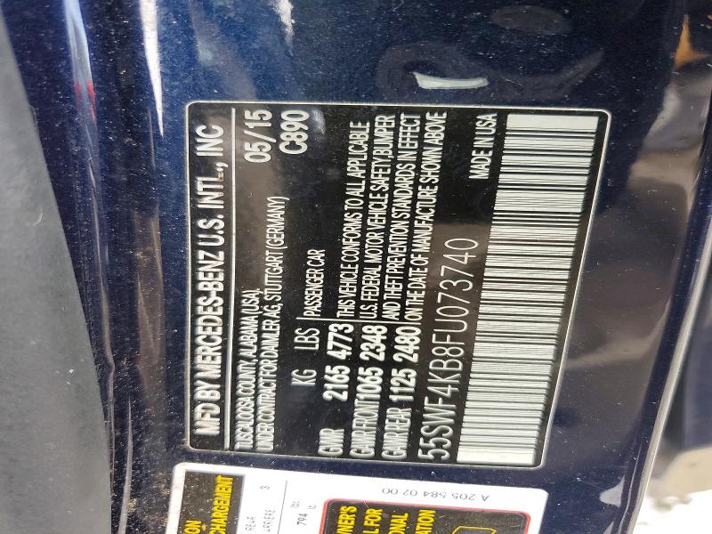 48451286 :رقم المزاد ، 55SWF4KB8FU073740 vin ، 2015 Mercedes-benz C مزاد بيع