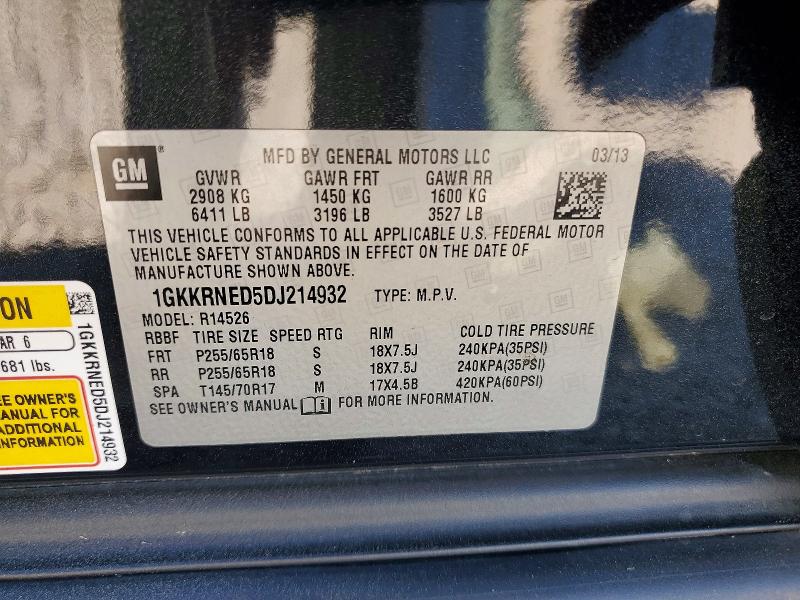 2013 Gmc Acadia მანქანა იყიდება აუქციონზე, vin: 1GKKRNED5DJ214932, აუქციონის ნომერი: 48752776