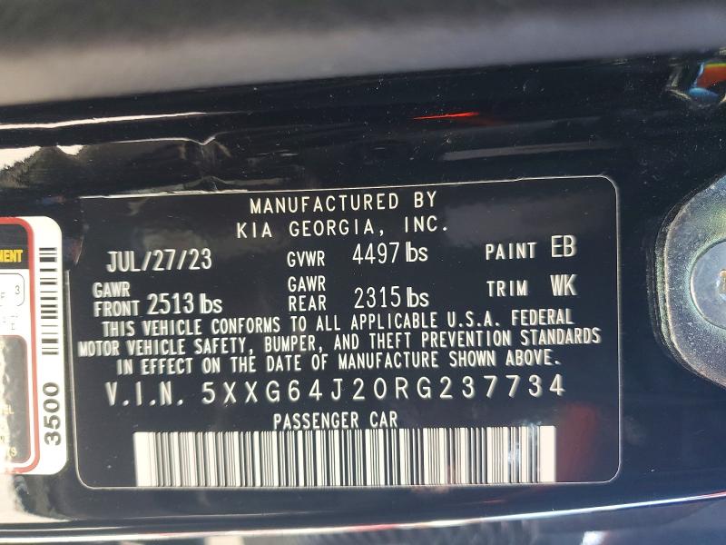 51002016 :رقم المزاد ، 5XXG64J20RG237734 vin ، 2024 Kia K5 مزاد بيع