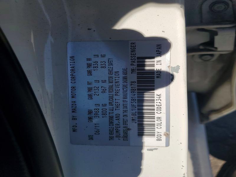 50508426 :رقم المزاد ، JM1BL1UF5B1498178 vin ، 2011 Mazda 3 مزاد بيع