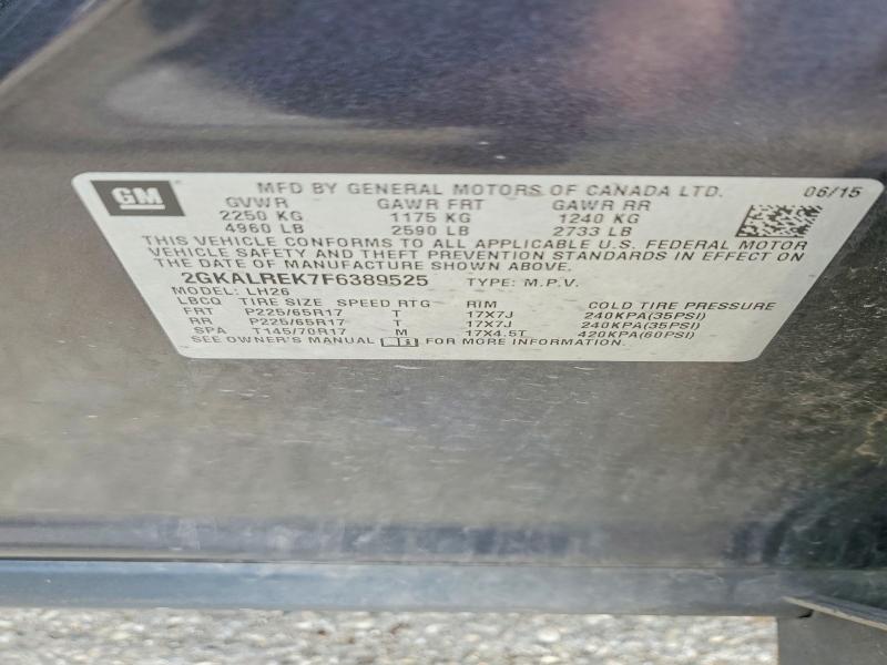 49778026 :رقم المزاد ، 2GKALREK7F6389525 vin ، 2015 Gmc Terrain مزاد بيع
