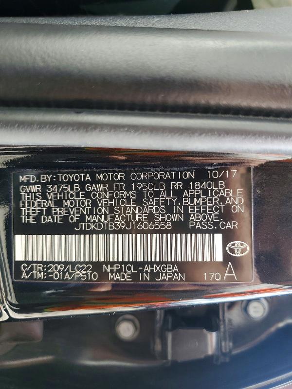 Продажа на аукционе авто 2018 Toyota Prius C, vin: JTDKDTB39J1606558, номер лота: 49394306