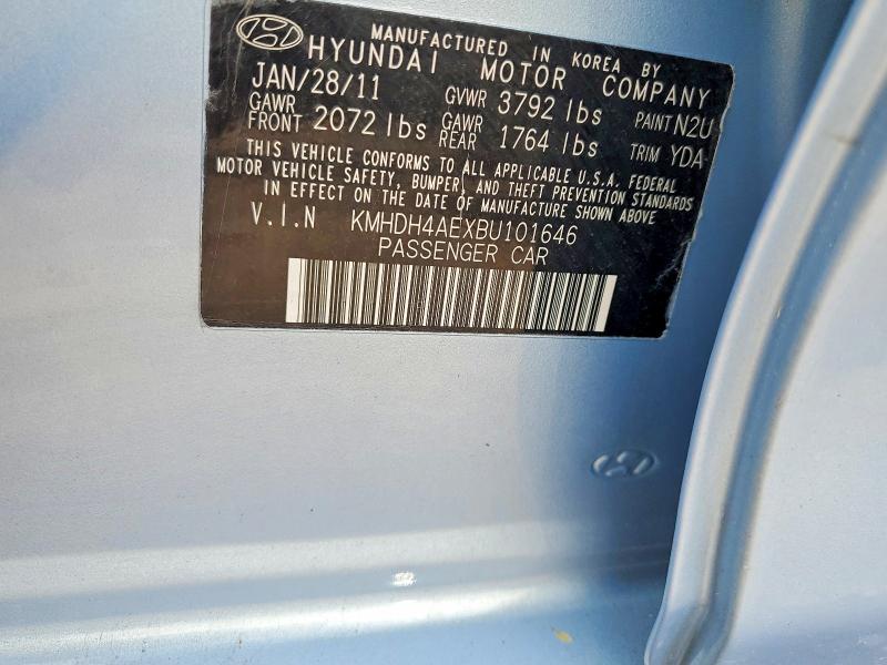 Продаж на аукціоні авто 2011 Hyundai Elantra, vin: KMHDH4AEXBU101646, номер лоту: 51098526