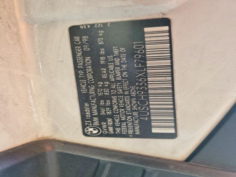 51381236 :رقم المزاد ، 4USCH9336XLF79601 vin ، 1999 Bmw Z3 مزاد بيع