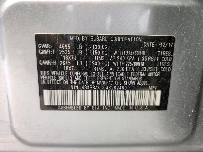 Aukcja sprzedaży 2018 Subaru Outback, vin: 4S4BSAKC0J3282460, numer aukcji: 49188176