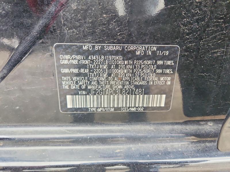 Продажа на аукционе авто 2020 Subaru Crosstrek, vin: JF2GTAPC3L8217481, номер лота: 50657266
