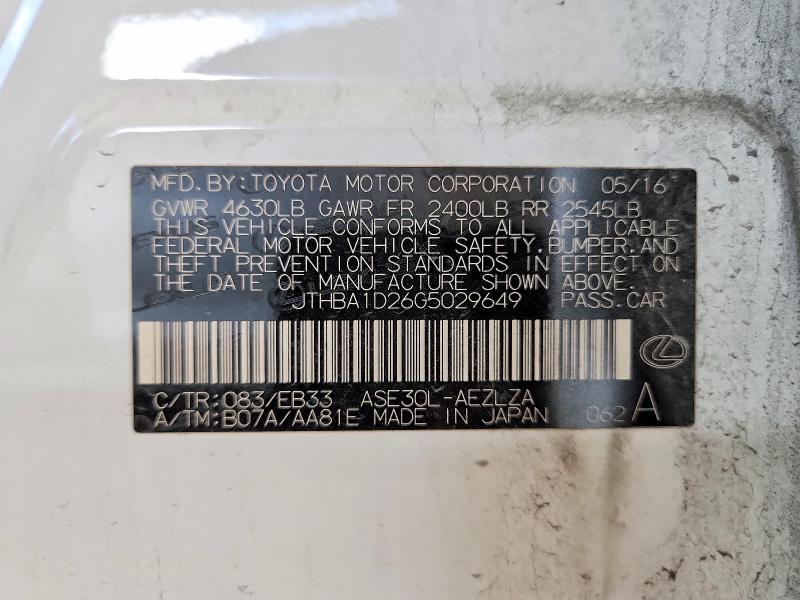 Продаж на аукціоні авто 2016 Lexus Is 200t, vin: JTHBA1D26G5029649, номер лоту: 48641226