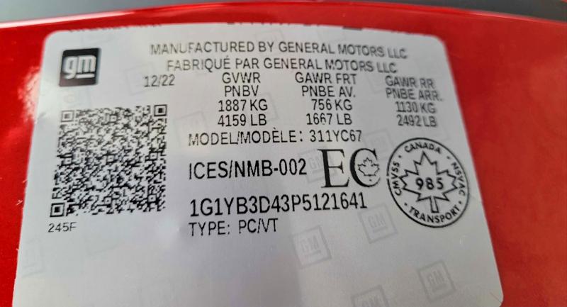 Продаж на аукціоні авто 2023 Chevrolet Corvette, vin: 1G1YB3D43P5121641, номер лоту: 50851056