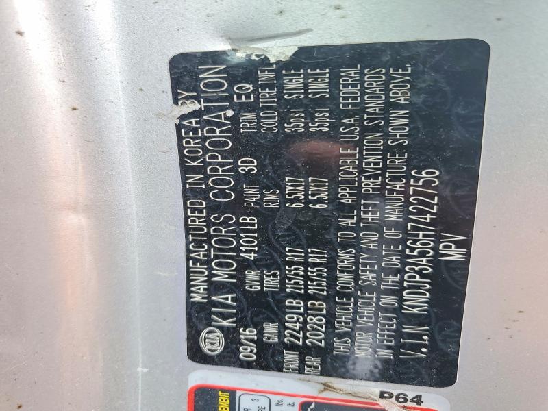50315396 :رقم المزاد ، KNDJP3A56H7422756 vin ، 2017 Kia Soul مزاد بيع