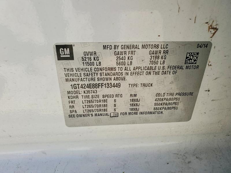 Продаж на аукціоні авто 2015 Gmc Sierra, vin: 1GT424E88FF133449, номер лоту: 49326906