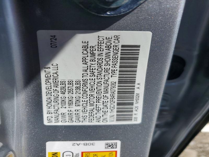 Aukcja sprzedaży 2024 Honda Accord, vin: 1HGCY2F84RA079082, numer aukcji: 50888096