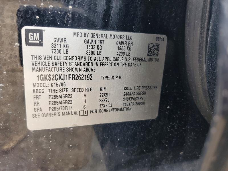 2015 Gmc Yukon მანქანა იყიდება აუქციონზე, vin: 1GKS2CKJ1FR262192, აუქციონის ნომერი: 51701116